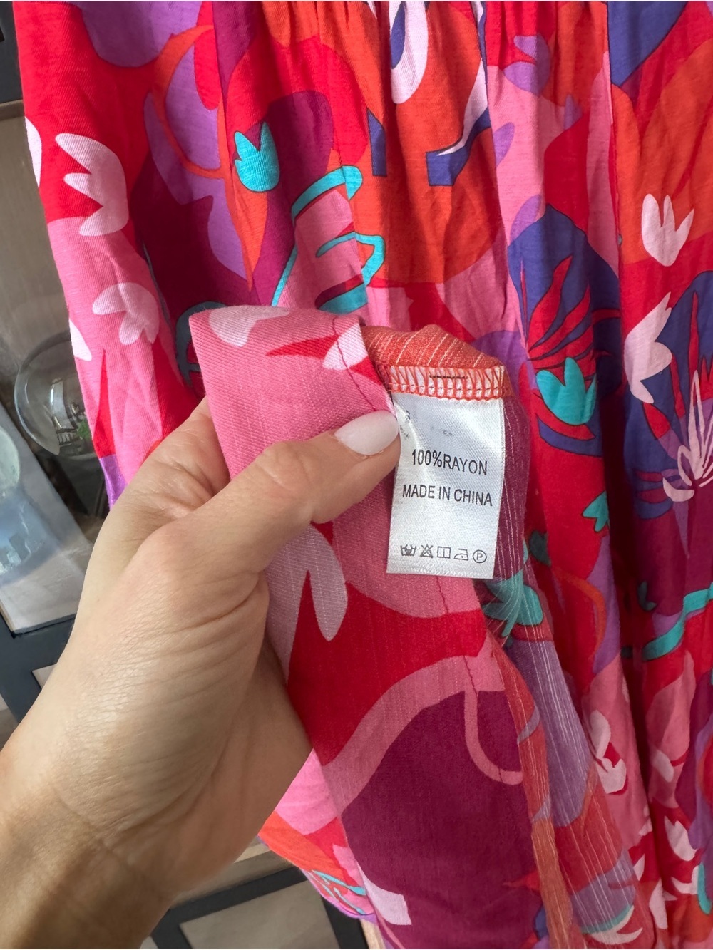 Halter Maxi Dress colorful tropical Strawberry Abstract print midi vacation - Picture 8 of 9
